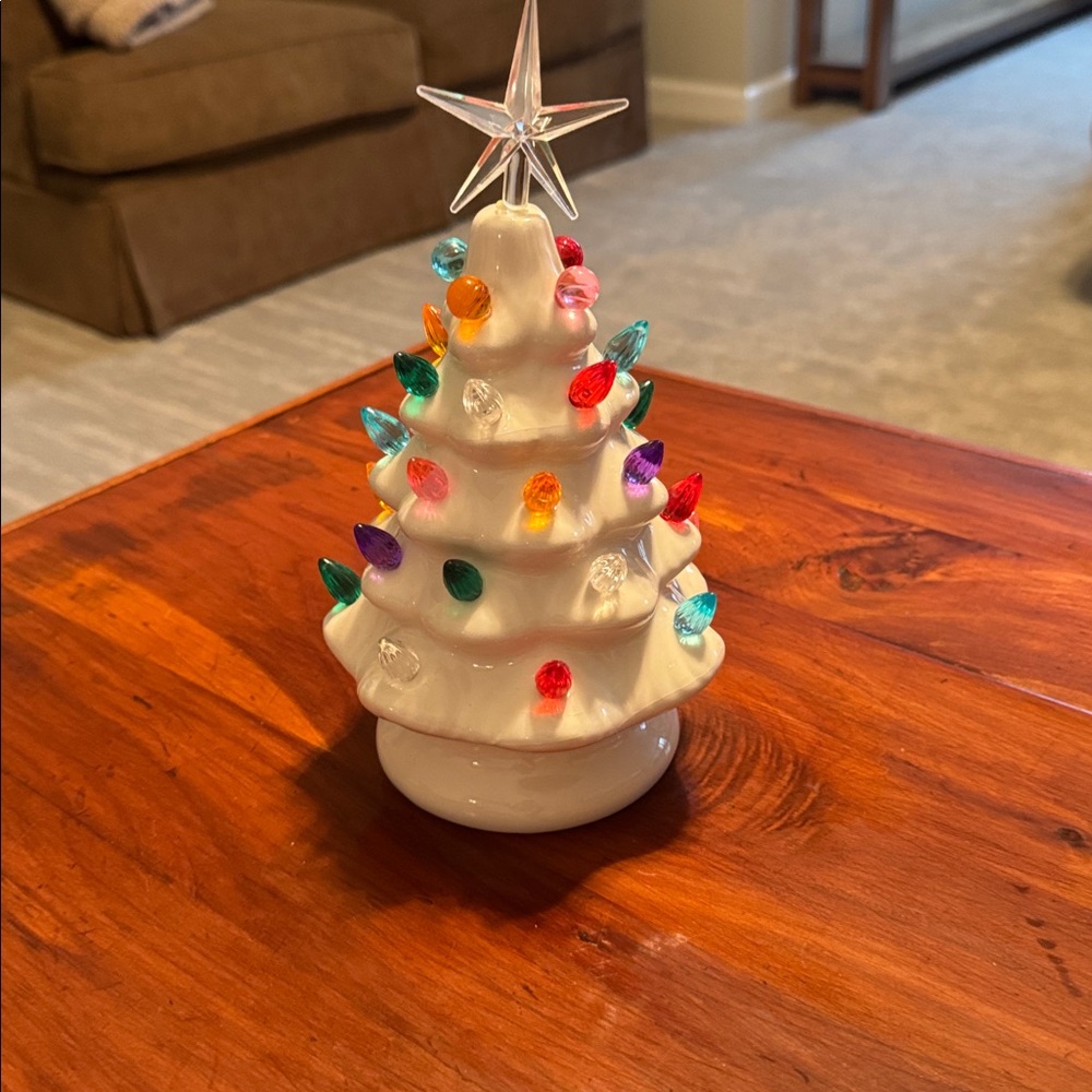 Holiday Ceramic Christmas Tree Set with Reindeer Tray - Picture 6 of 10